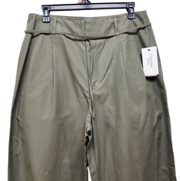 Calvin Klein Womens Wide-Leg Pants Size 10 Green Cotton Blend New With Tags - Picture 4 of 11